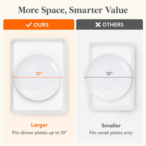 Bandejas Lifewit para servir múltiples alimentos en una mesa de banquete.