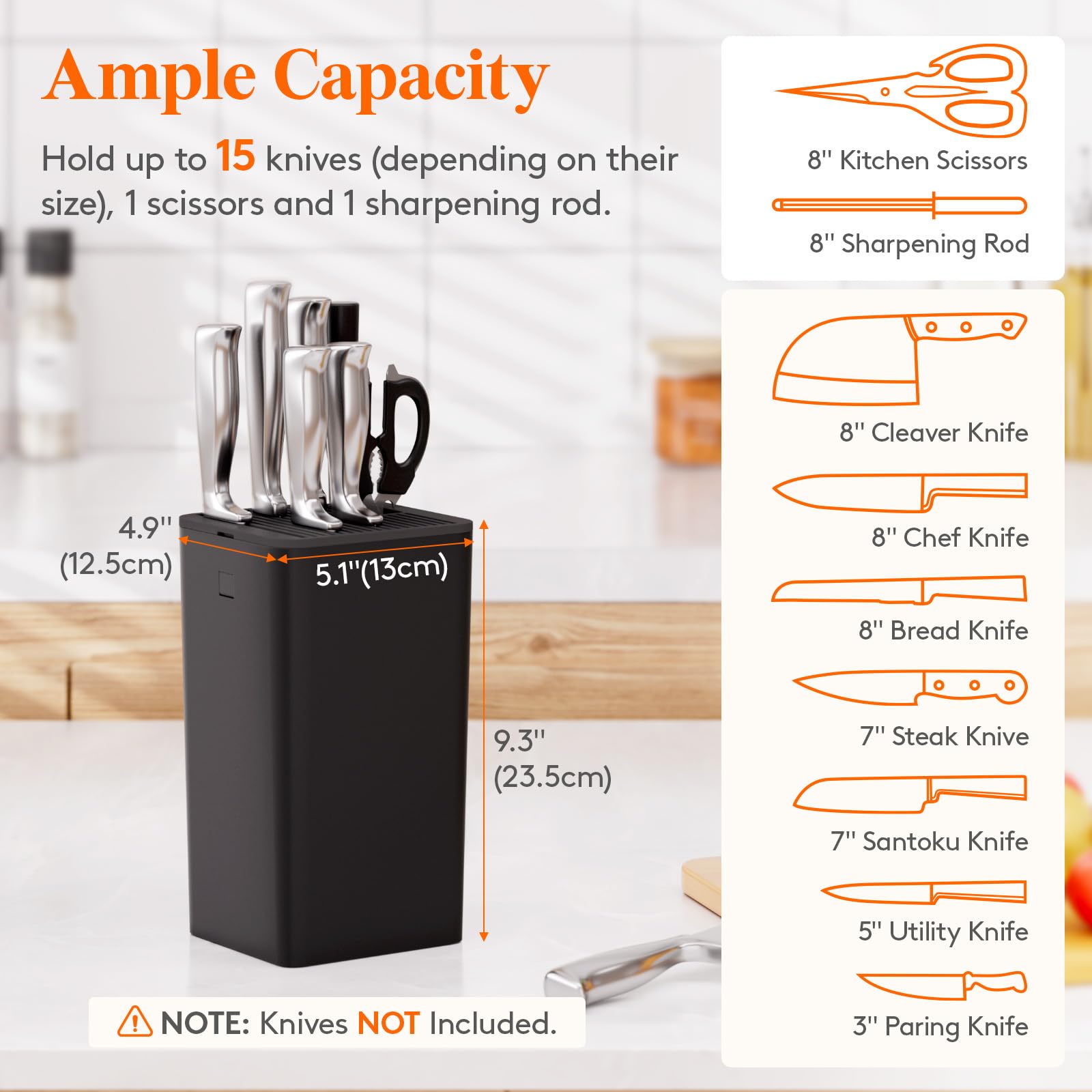 Lifewit bloque-cuchillos-capacidad-quince: almacenamiento amplio para cuchillos.