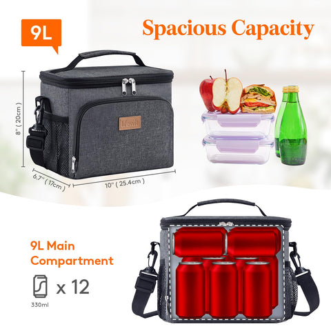 Lifewit bolsa de almuerzo capacidad 9L, espacio para cajas de comida y bocadillos.