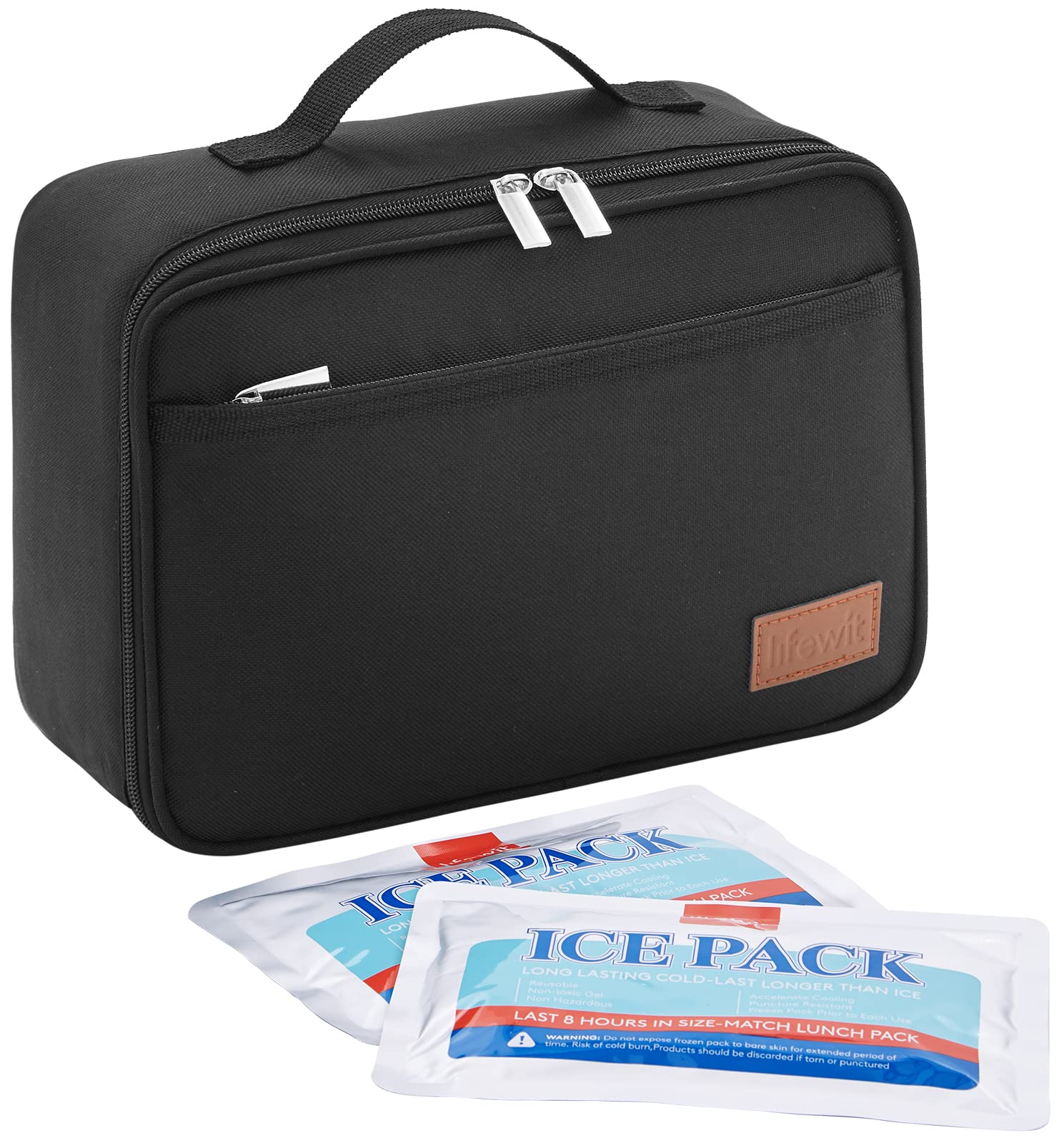 Lifewit bolsa de almuerzo congelable abierta con paquetes de gel removibles para limpieza fácil.