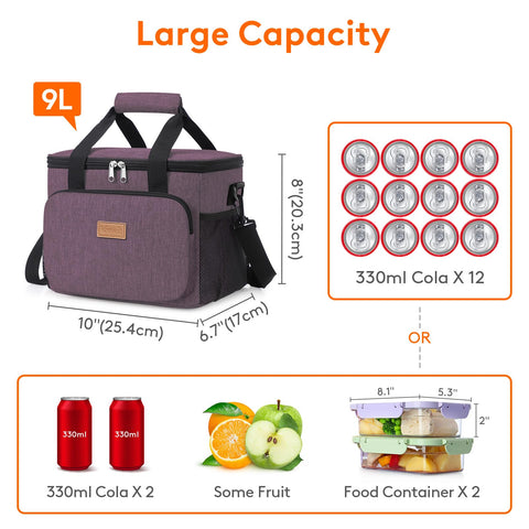Lifewit bolsa almuerzo con cremallera dos vías para acceso cómodo