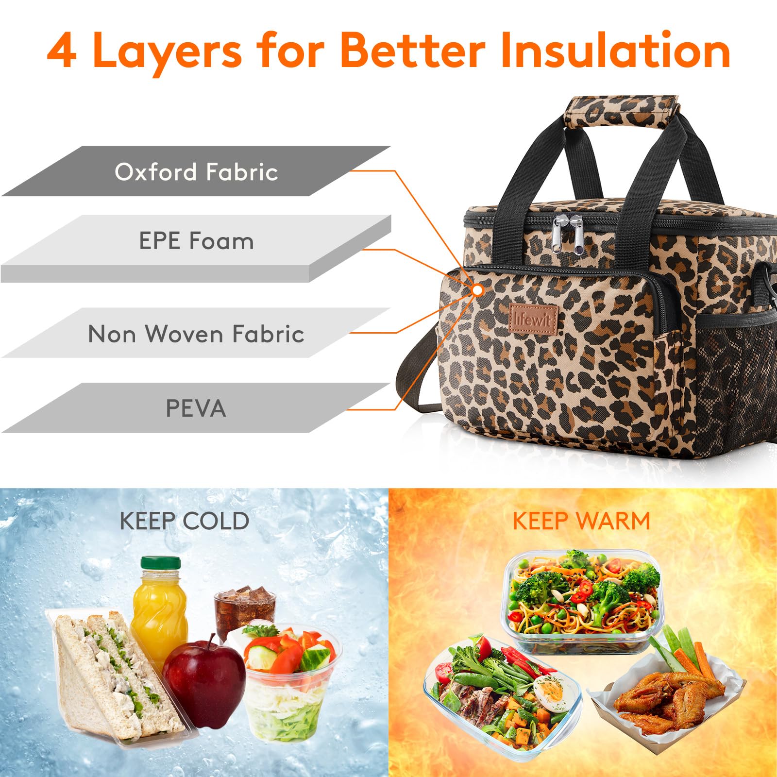 Interior PEVA de Lifewit, fácil limpieza y contacto seguro con alimentos.