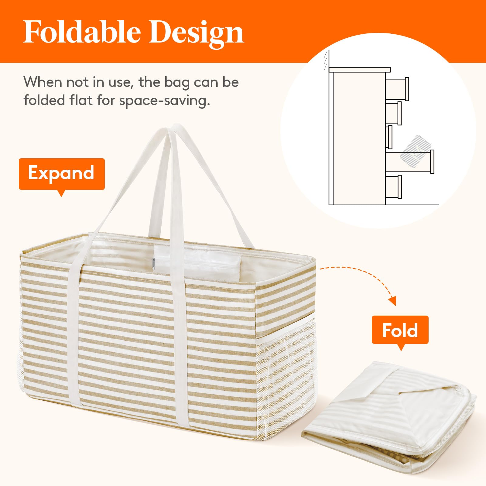 Lifewit tote con bolsillos de malla para objetos pequeños.