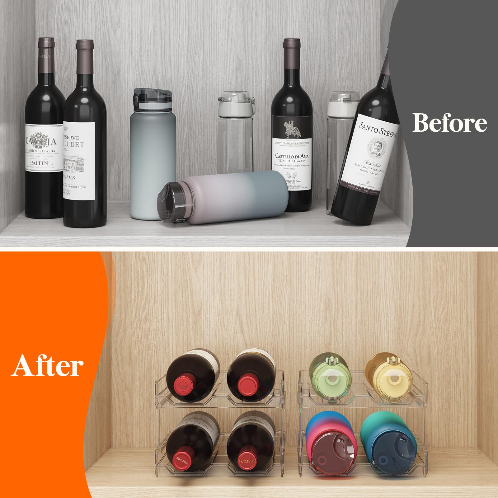 Lifewit botellero plástico para vino, duradero y fácil de limpiar.