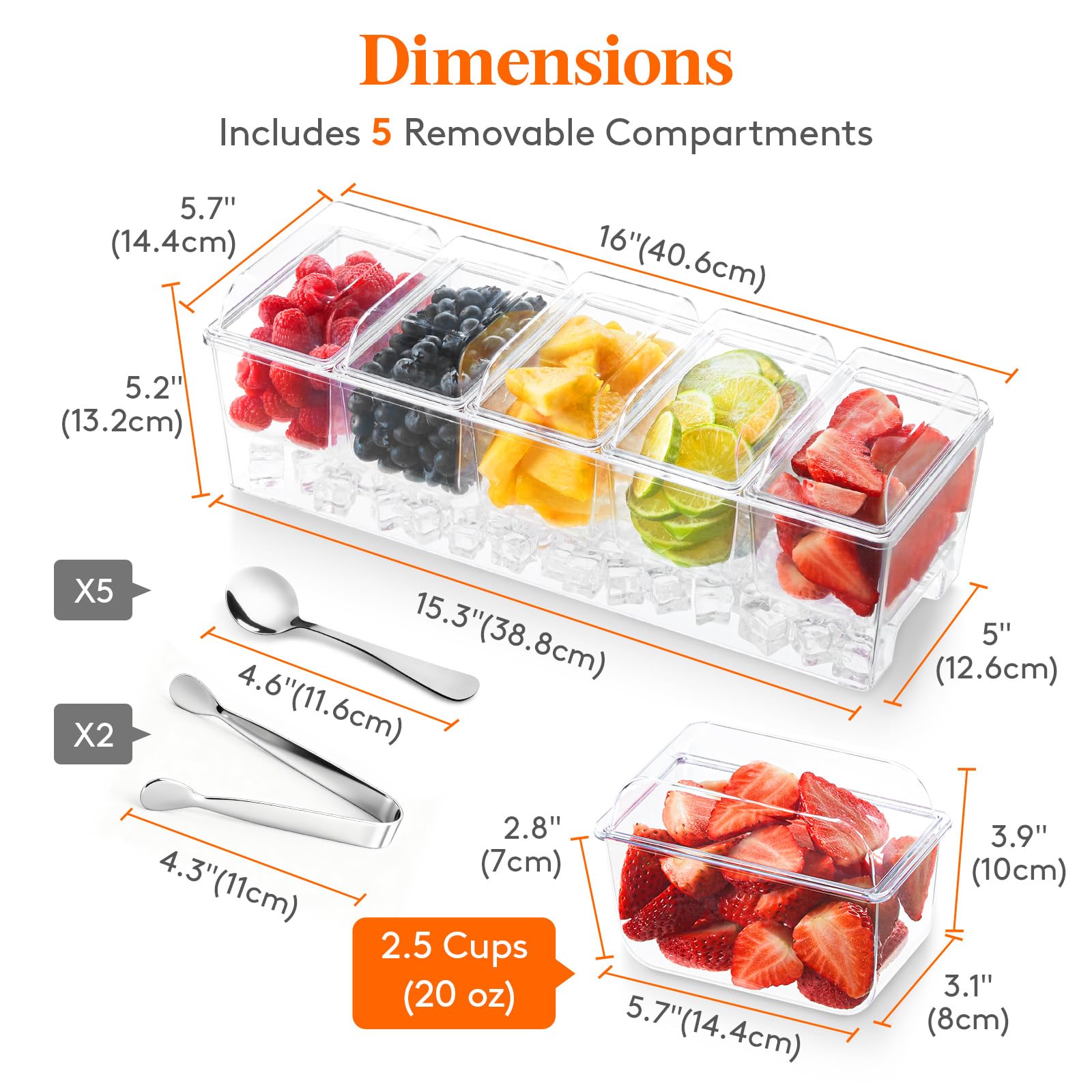 Lifewit condiment caddy, compartimentos 5 con tapas, fácil acceso a alimentos