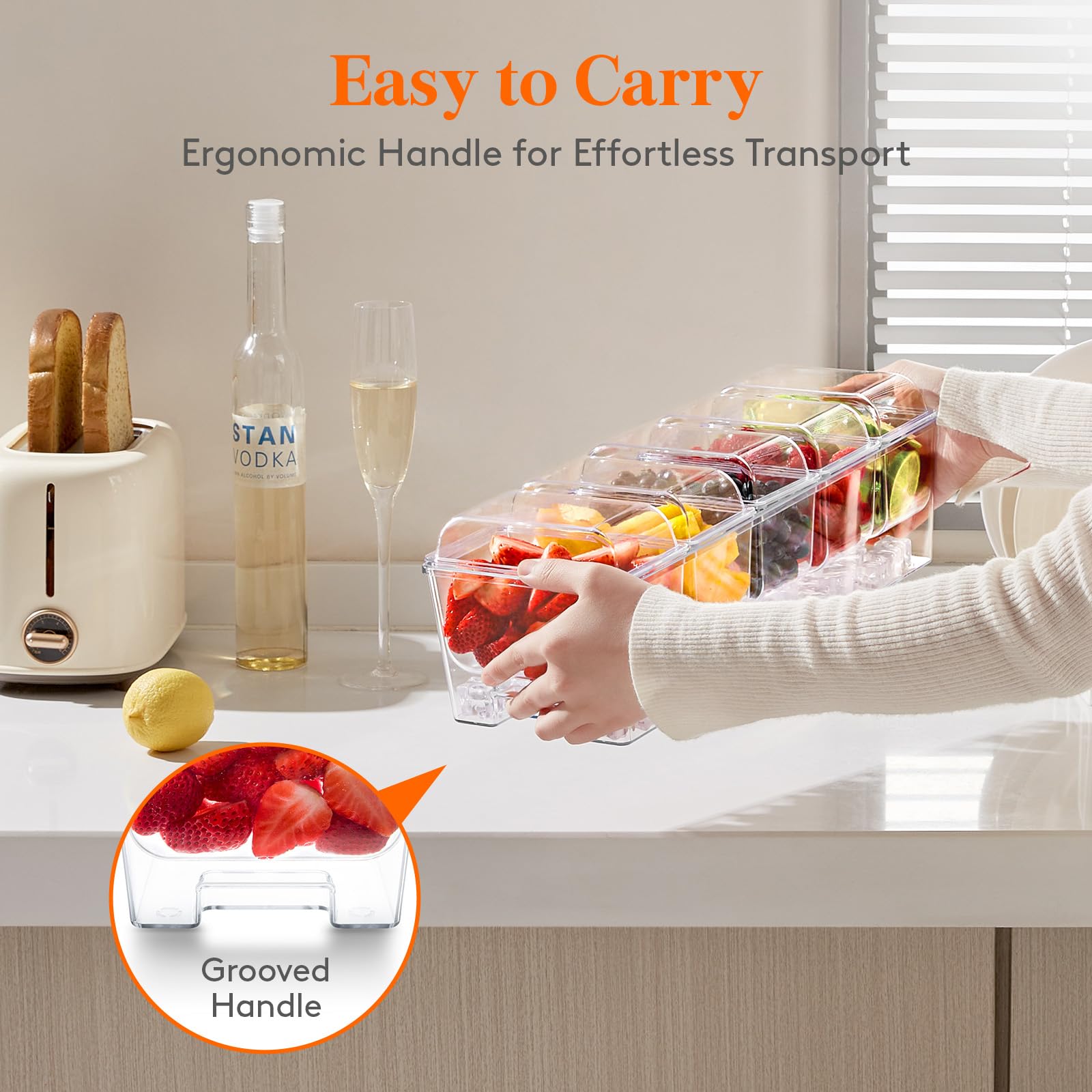 Lifewit condiment caddy, tapas removibles para facilitar el acceso
