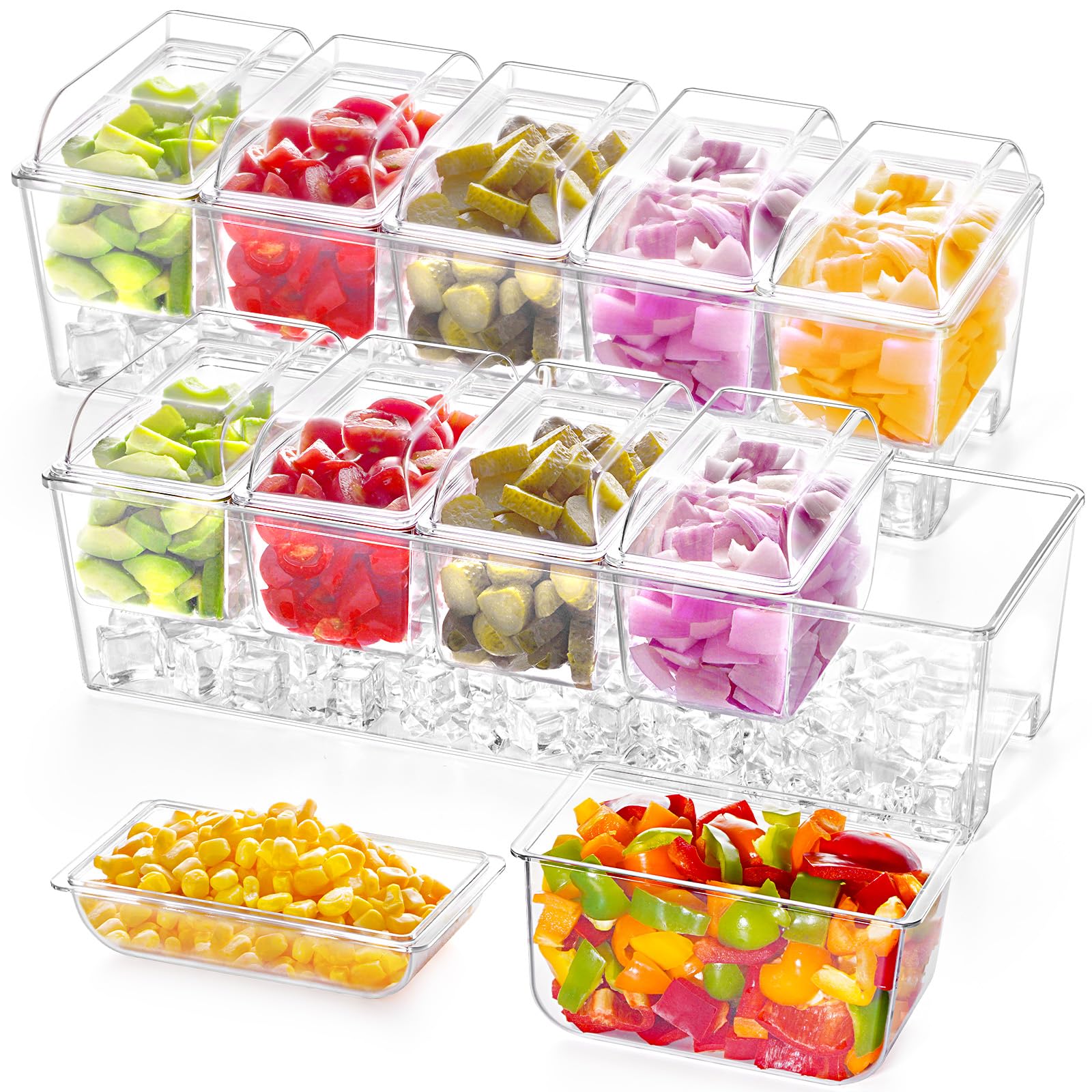 Lifewit Condimento Caddy: cinco contenedores transparentes para organización y servicio de aperitivos.