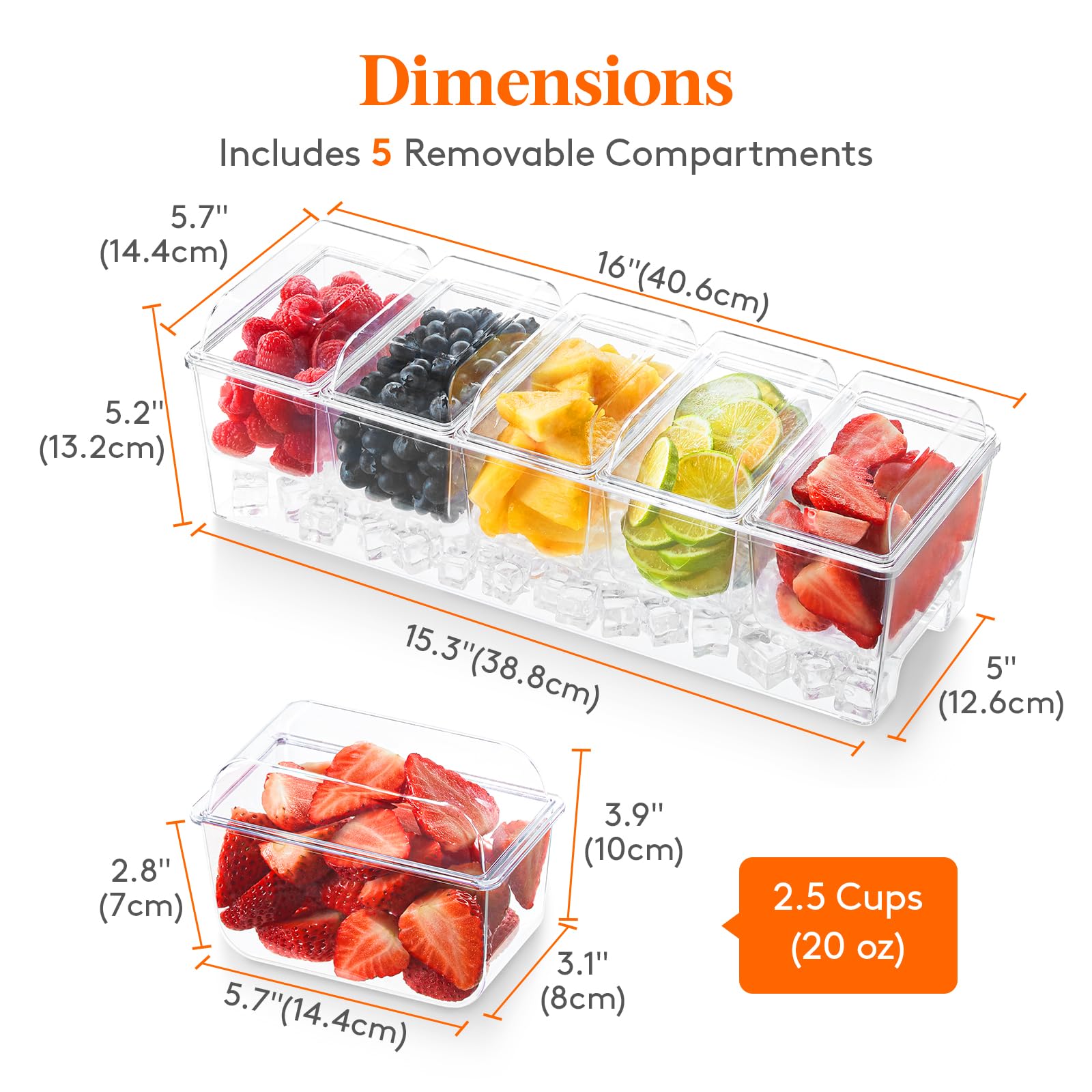 Lifewit Contenedores removibles con tapas para condimentos; acceso fácil y sin contaminación de sabores.