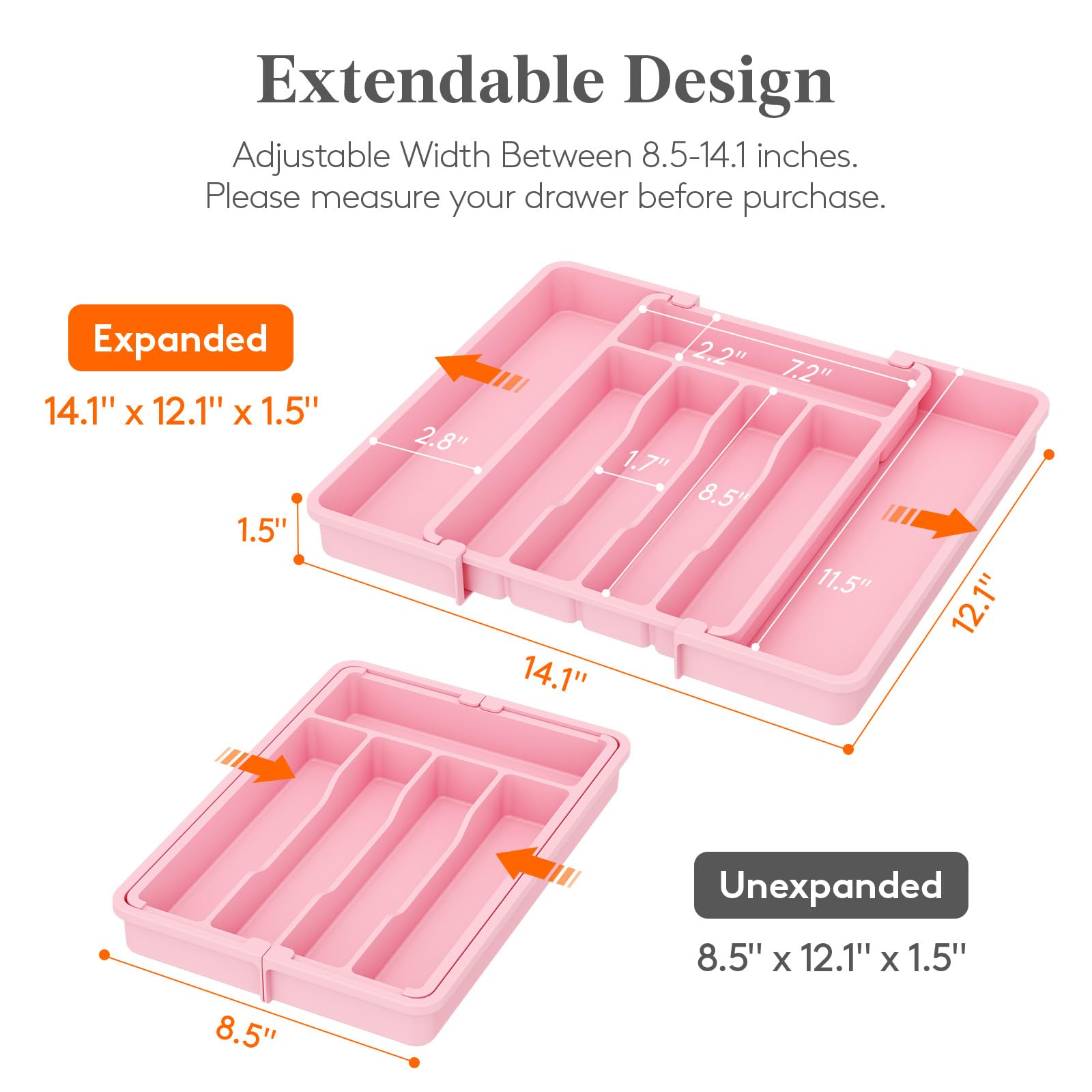 Lifewit detalle del panel extensible lateral y ajuste fácil para cajones