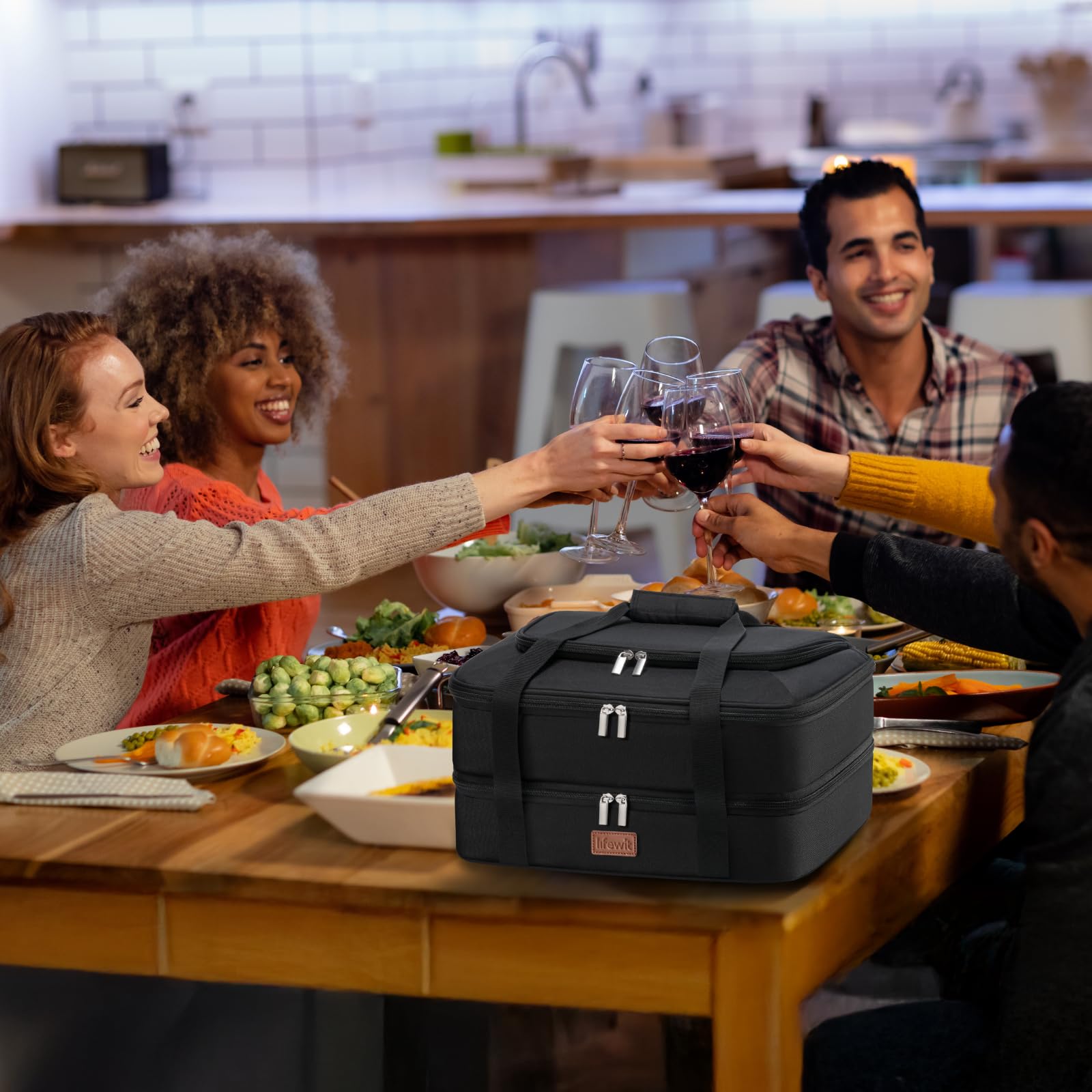 Diseño Lifewit compacto que admite bandejas 9 x 13 a 11 x 15 pulgadas.