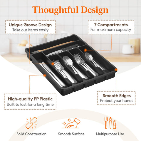 Lifewit diseño de surco ergonómico facilita recoger cubiertos.