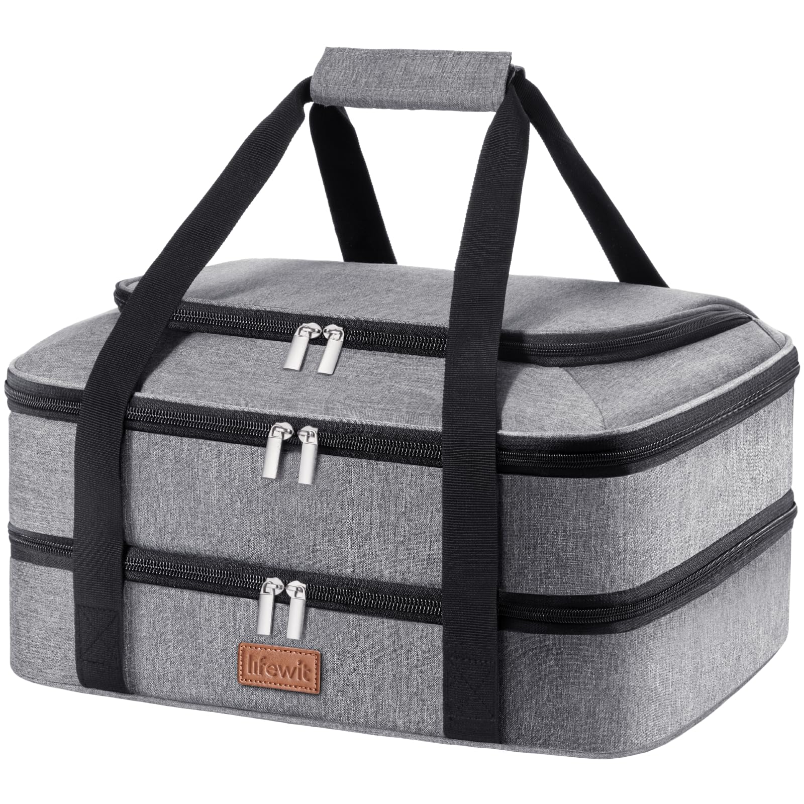 Lifewit muestra el doble nivel con dos compartimentos para bandejas grandes, ideal para transporte.