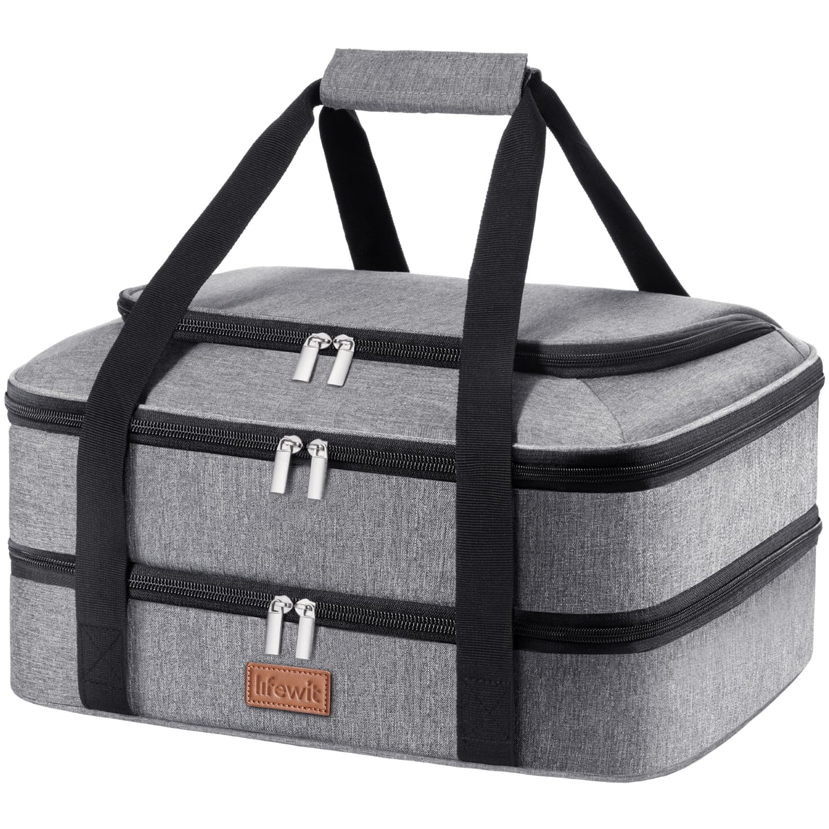 Lifewit muestra el doble nivel con dos compartimentos para bandejas grandes, ideal para transporte.