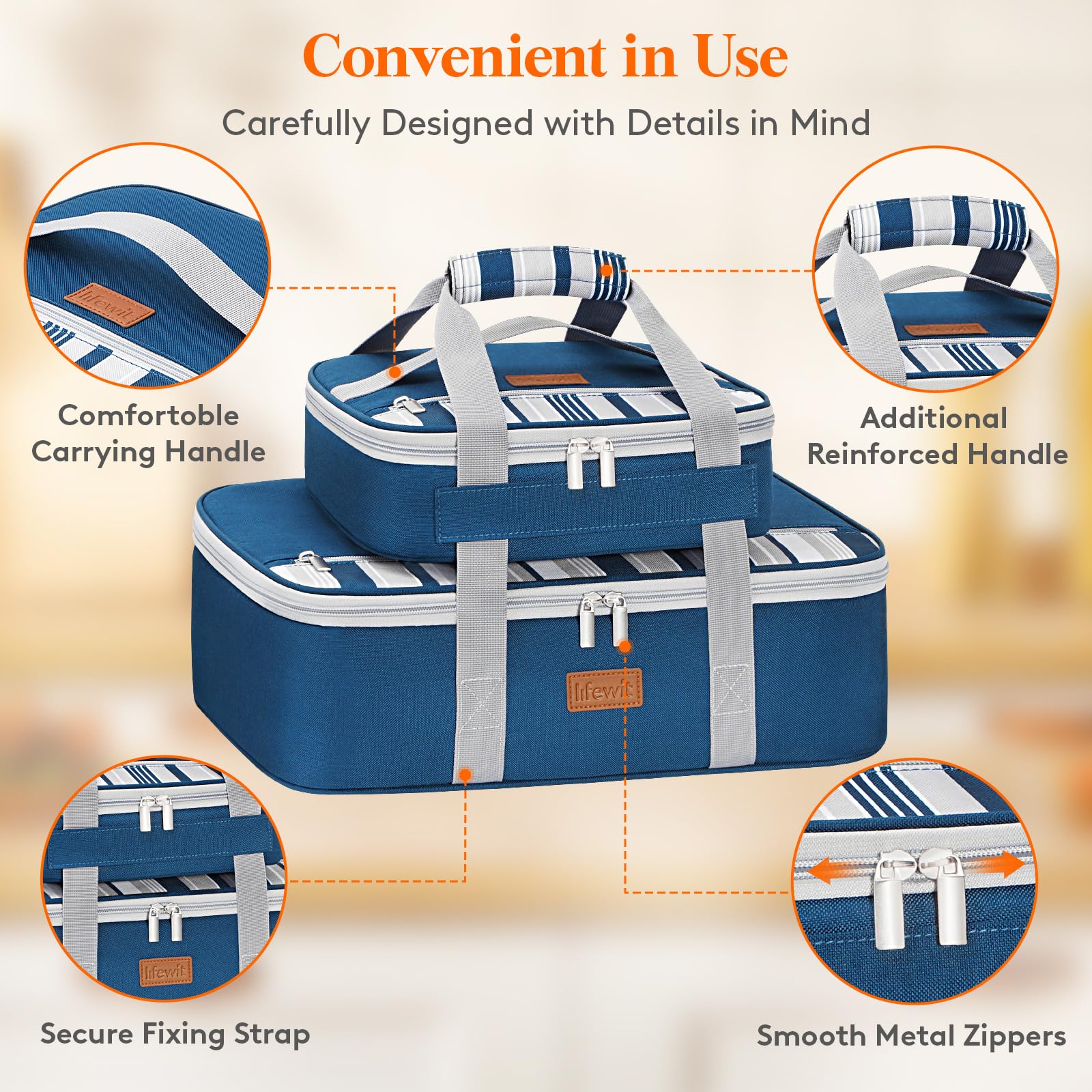 Lifewit Duo: bolsillo superior con cremallera para utensilios y accesorios.