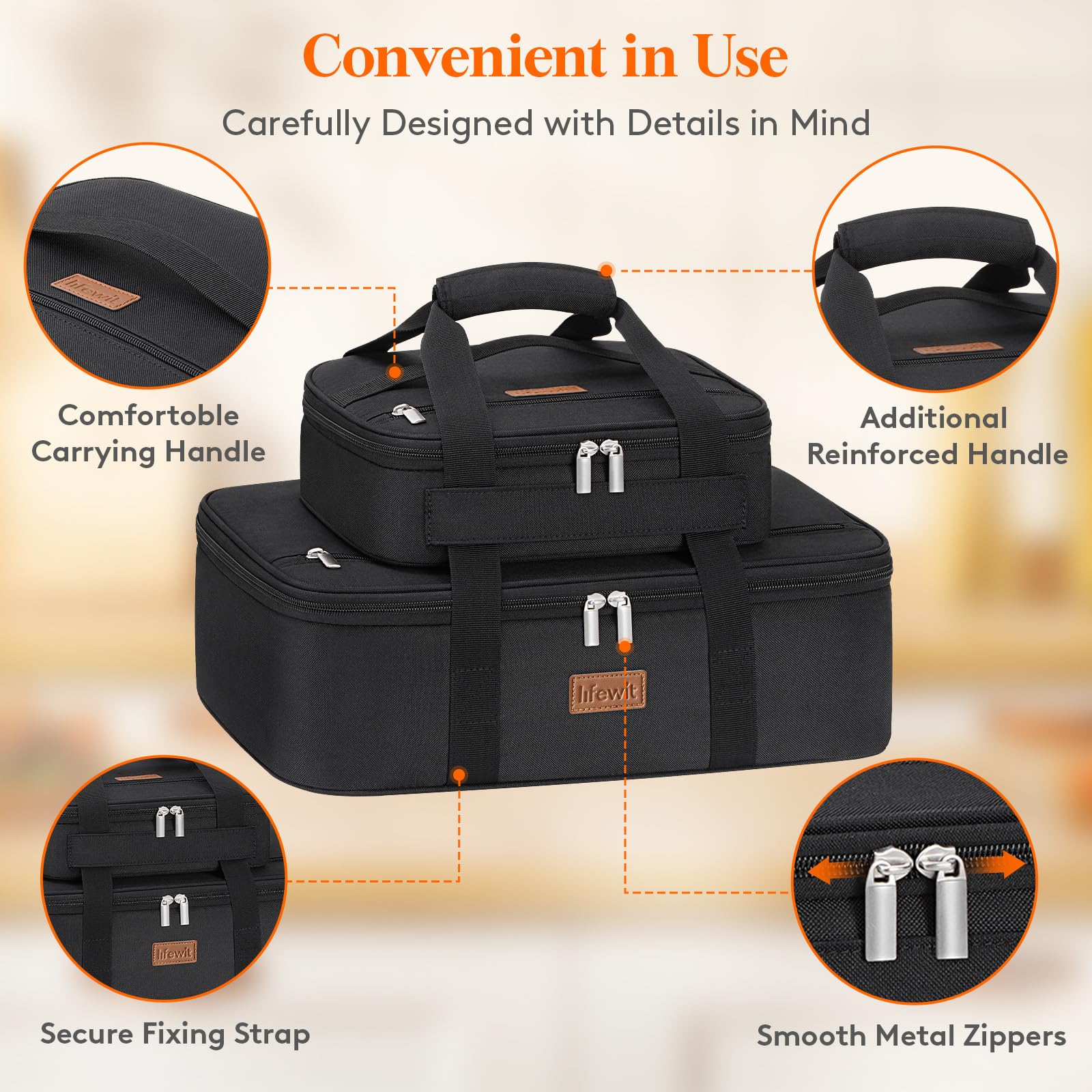 Lifewit Duo: bolsillo superior para utensilios y accesorios.