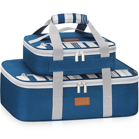 Lifewit Duo: portacazuelas aislado con dos compartimentos para transportar comidas calientes o frías.
