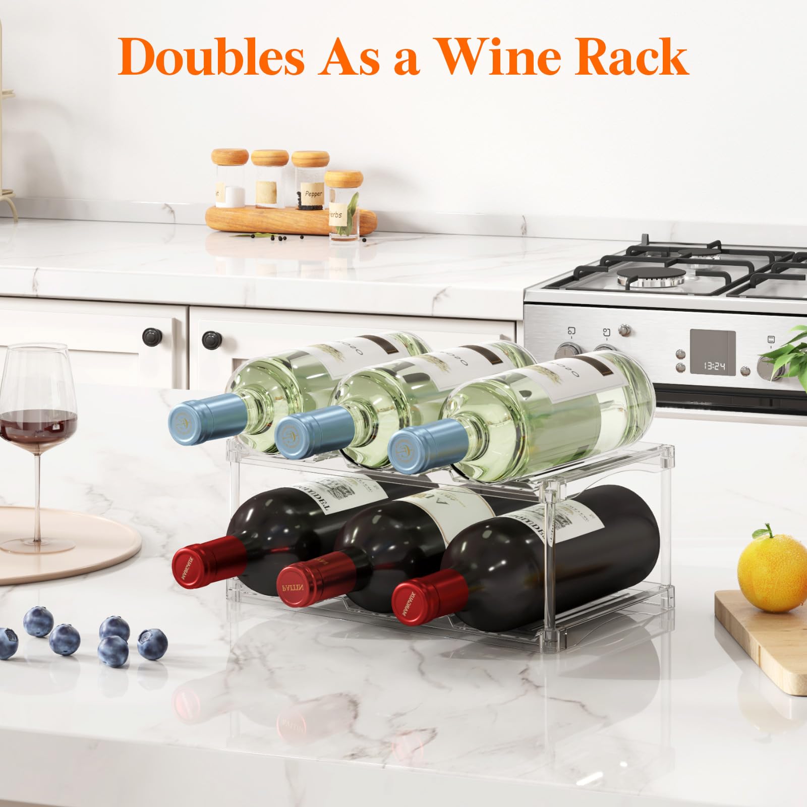 Lifewit estante de vino cristal con diseño seguro para proteger botellas.