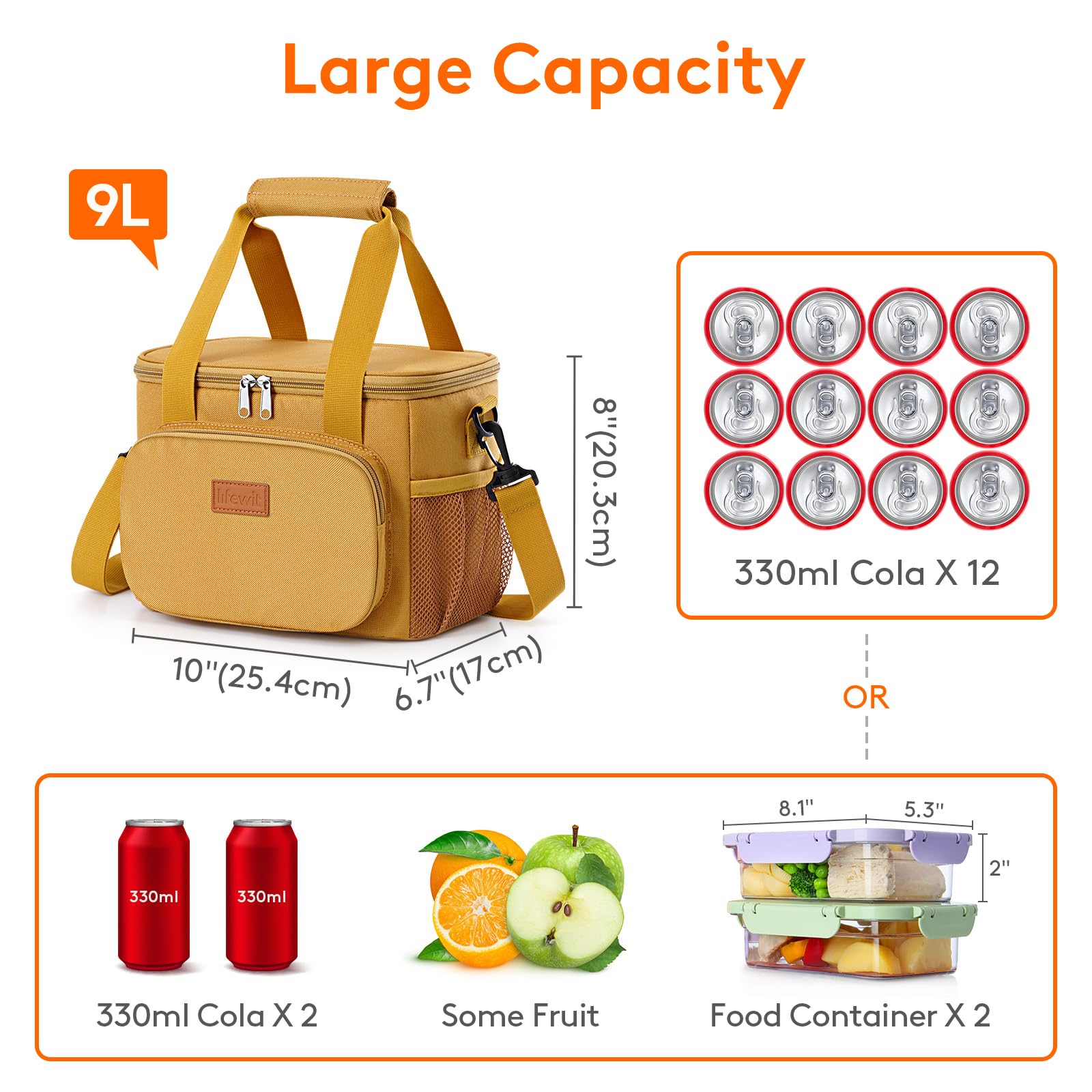 Lifewit interior PEVA para alimentos, seguro y fácil de limpiar.