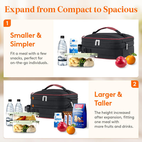 Lifewit Lunch Box apertura amplia con cremalleras dobles para fácil acceso.