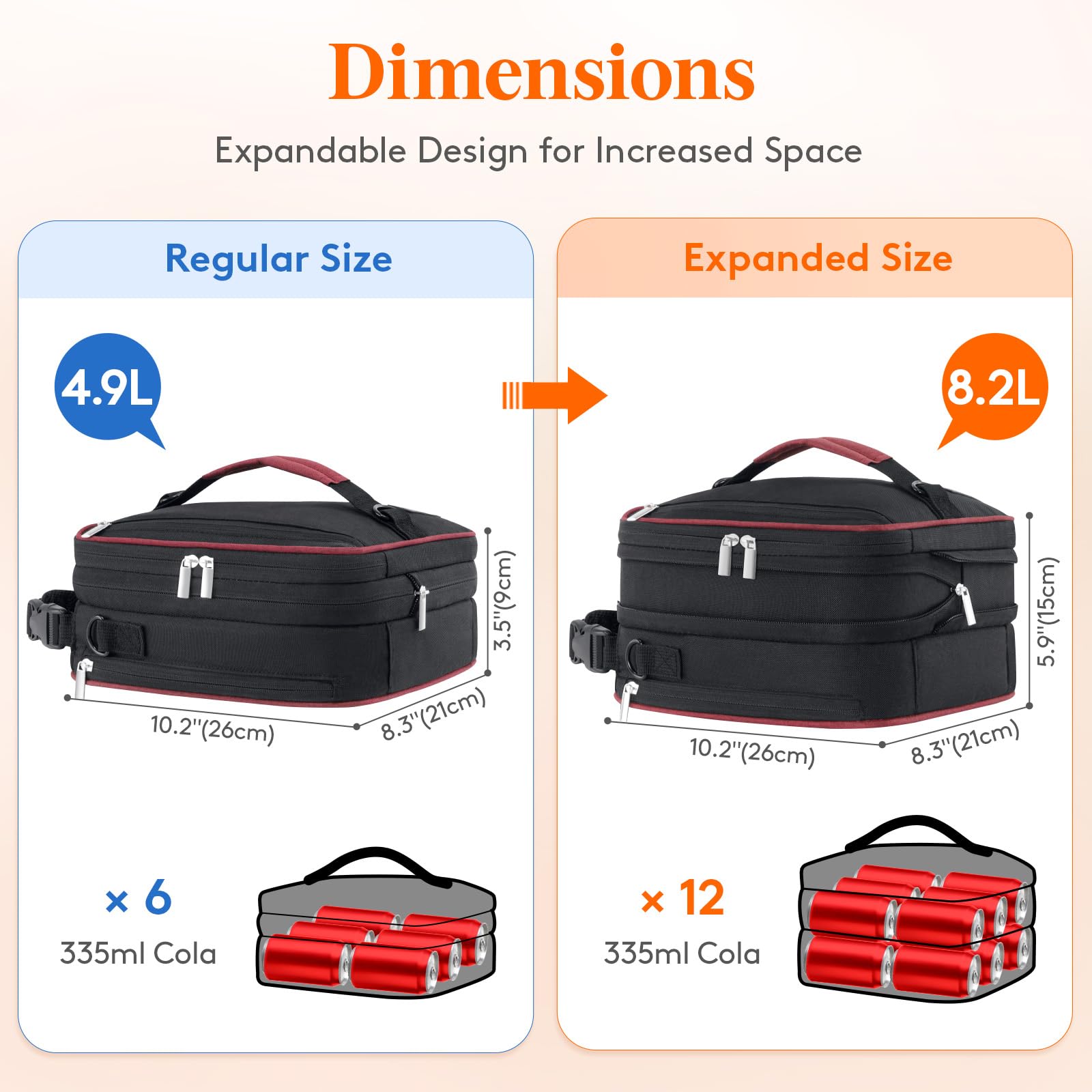 Lifewit Lunch Box expansión para 12 latas, mayor capacidad.