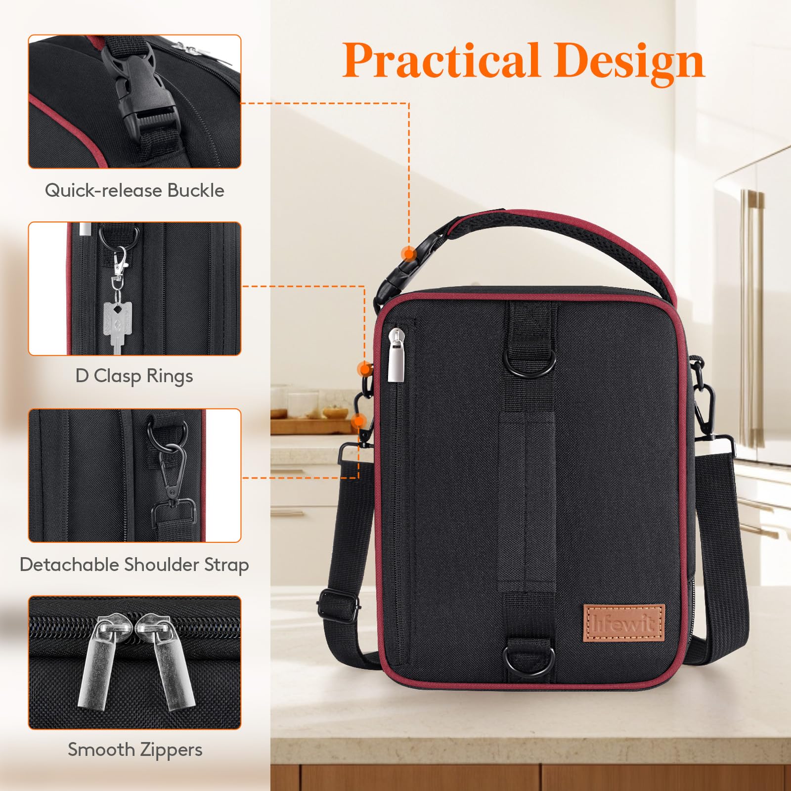Lifewit Lunch Box exterior resistente a salpicaduras y fácil limpieza.