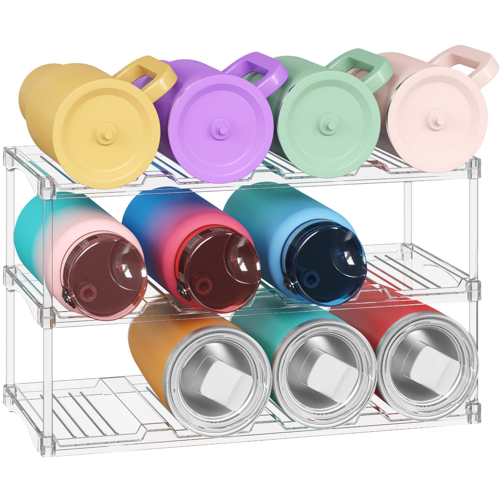 Lifewit organizador apilable para botellas grandes, almacenamiento estable en cocina.