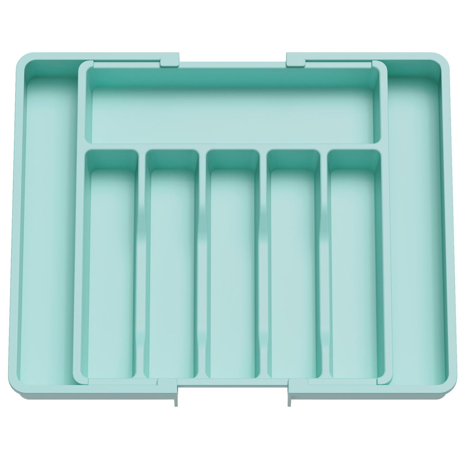 Lifewit organizador de cajón para cubiertos deslizante en turquesa, acceso rápido y orden.