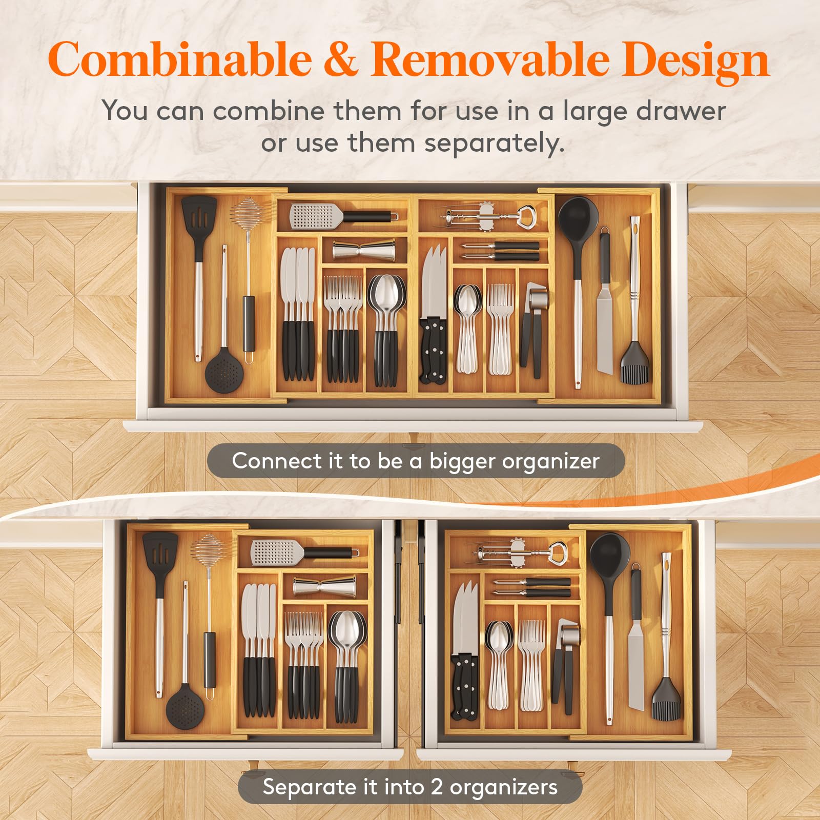 Lifewit organizador con 13 compartimentos para utensilios variados.