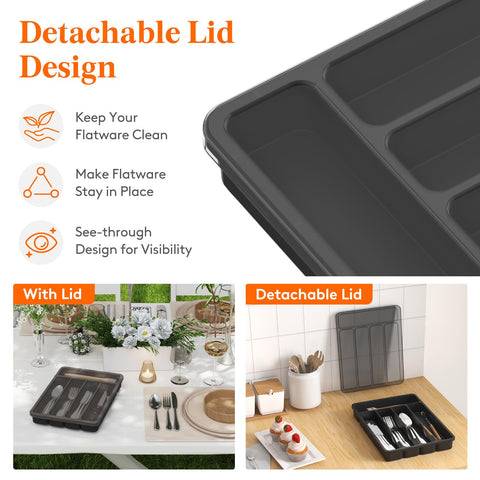 Lifewit con cinco secciones para ordenar cubiertos y utensilios.