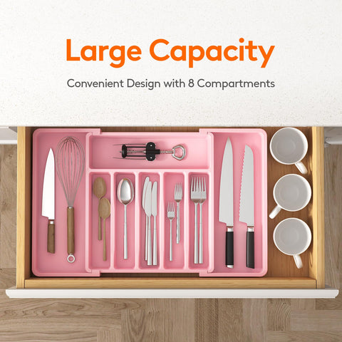 Lifewit Organizador cubiertos con 6-8 compartimentos para ordenar.