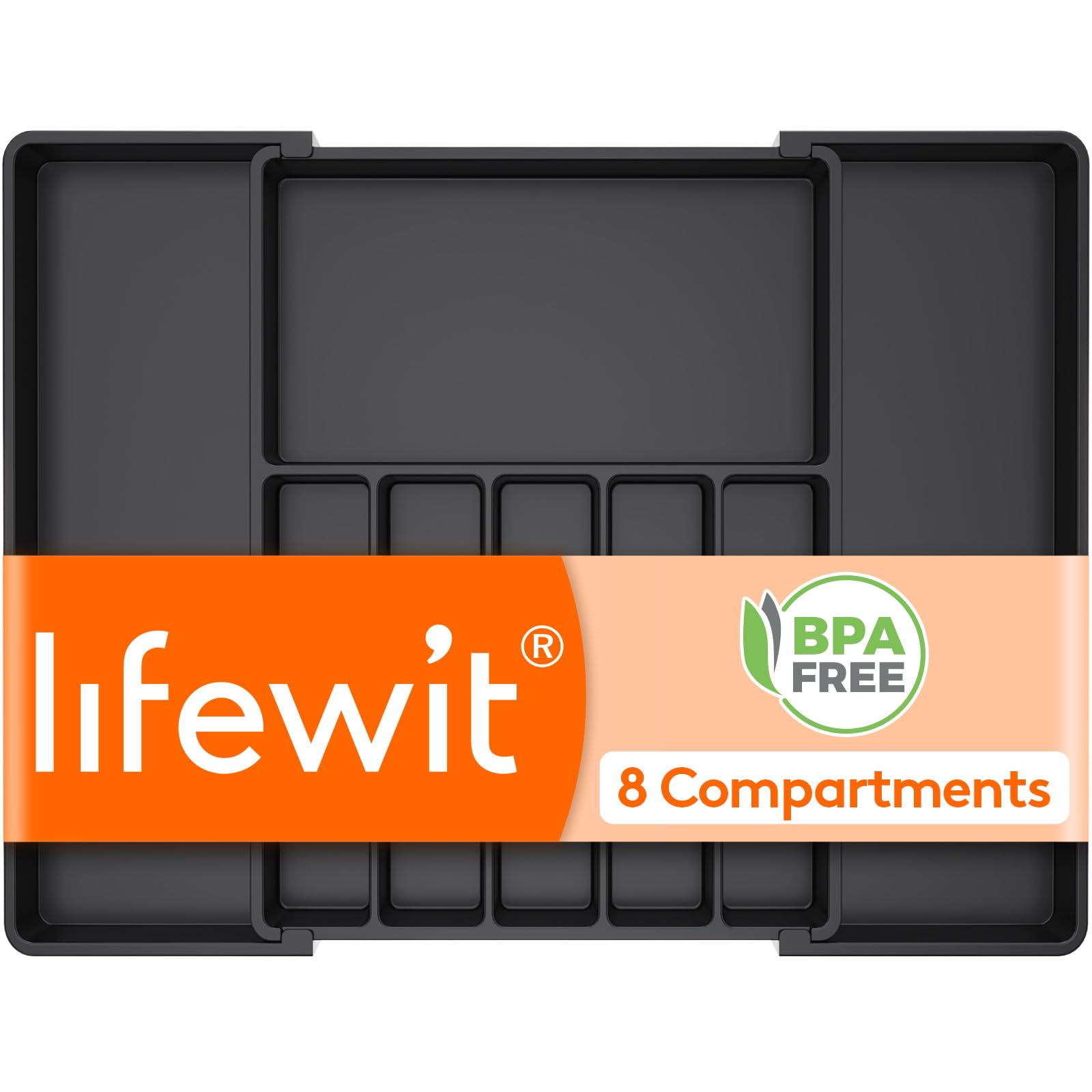 Organizador Lifewit para cubiertos, cajón extensible, mantiene utensilios al alcance.