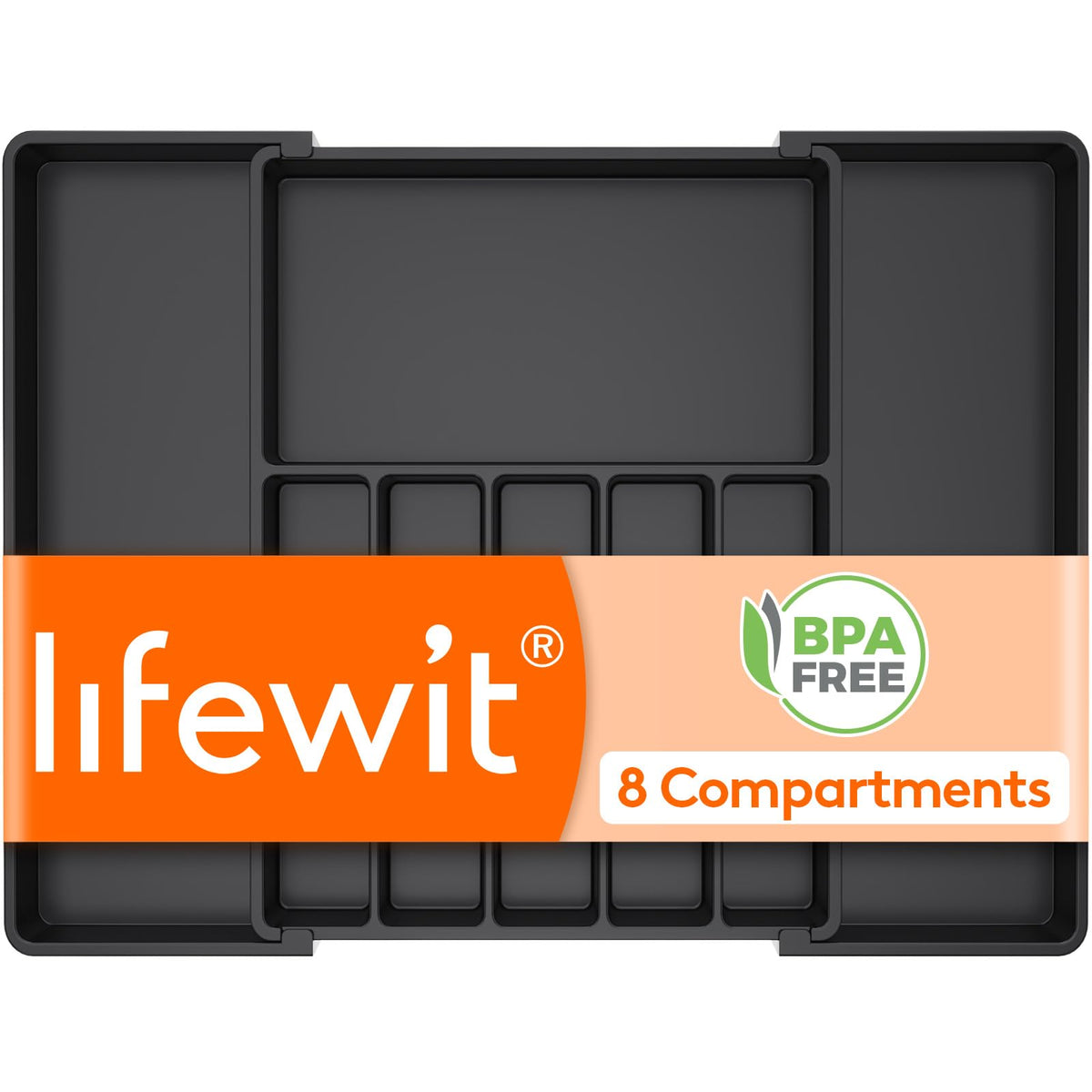 Organizador Lifewit para cubiertos, cajón extensible, mantiene utensilios al alcance.