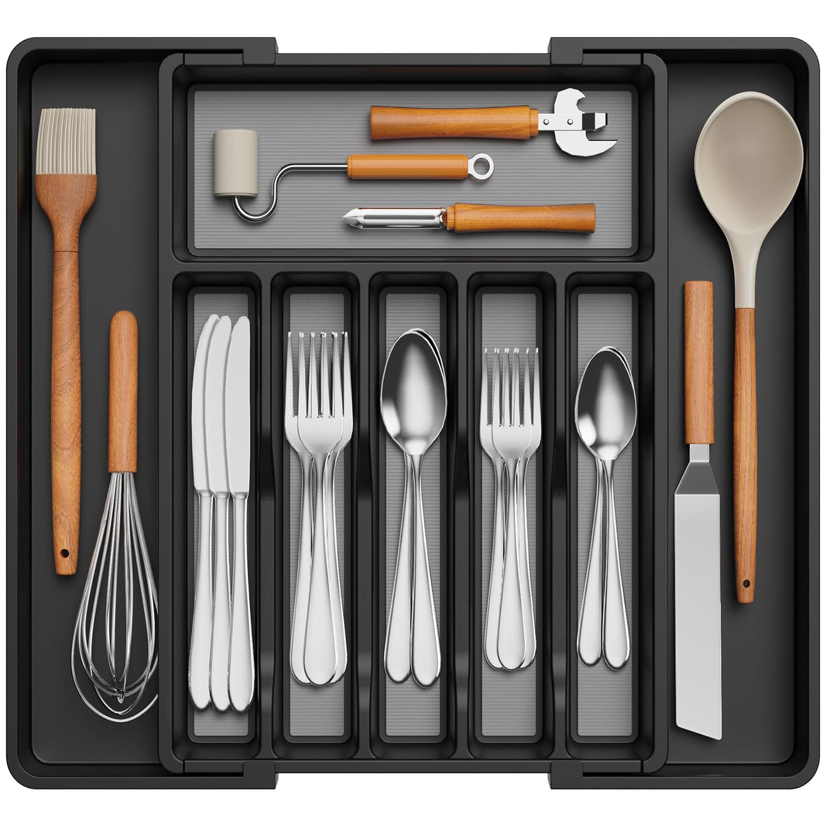 Lifewit organizador de cubiertos: cajón extensible para ordenar cubiertos fácilmente.