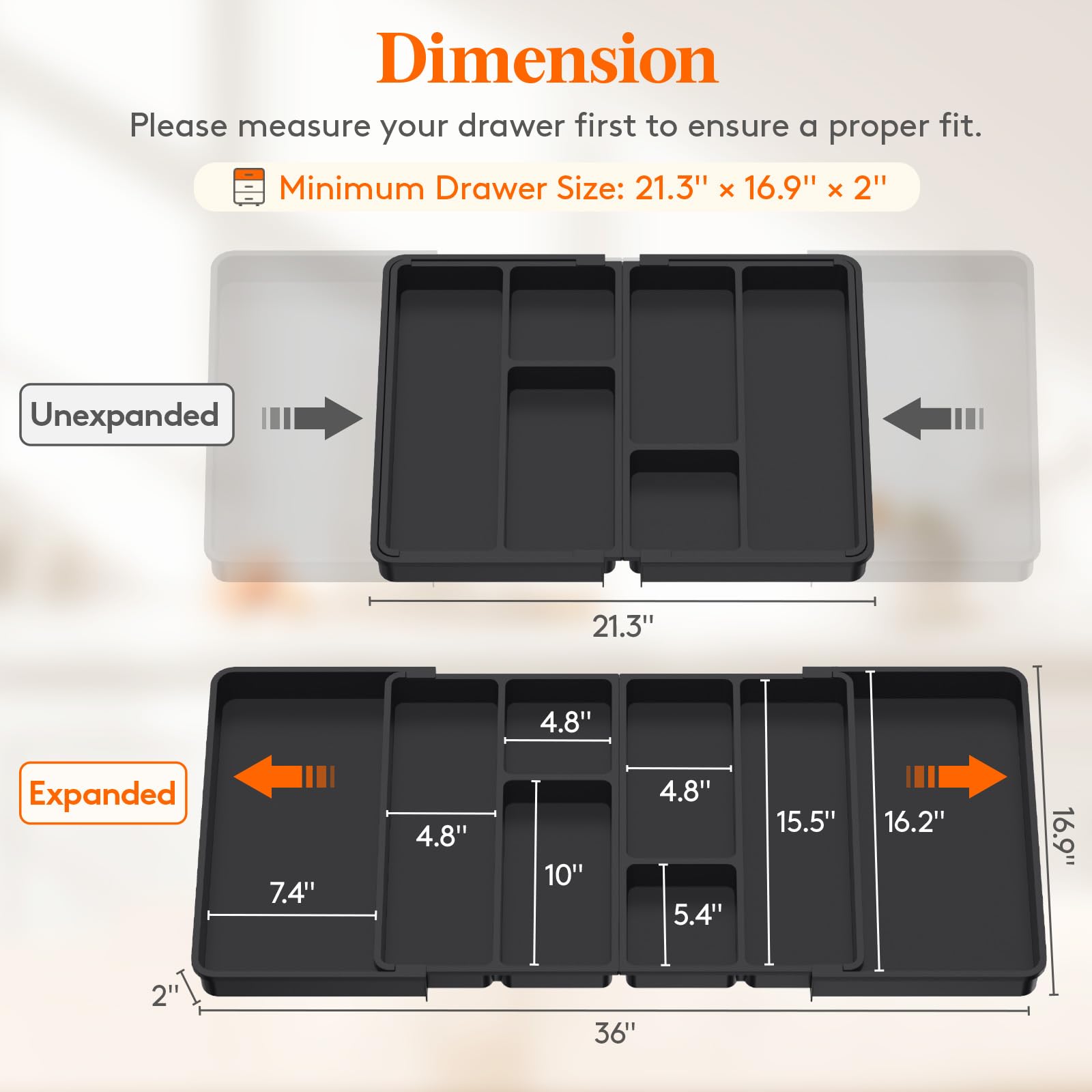 Lifewit Organizador cubiertos doble capas extensor, aprovecha al máximo cajones amplios