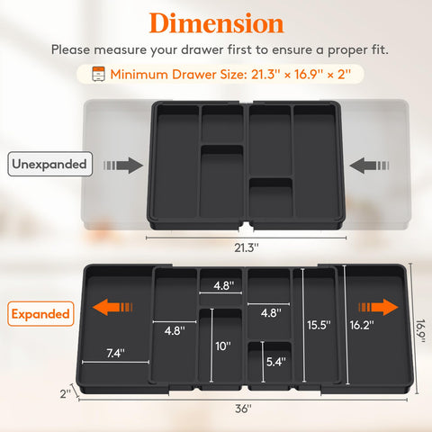 Lifewit Organizador cubiertos doble capas extensor, aprovecha al máximo cajones amplios