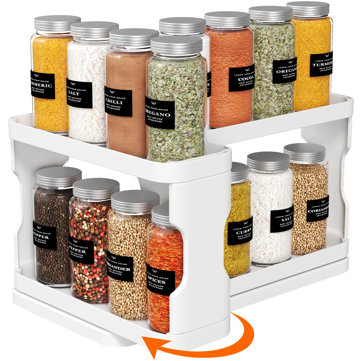 Organizador Lifewit para especias en gabinetes, deslizante para acceso rápido.