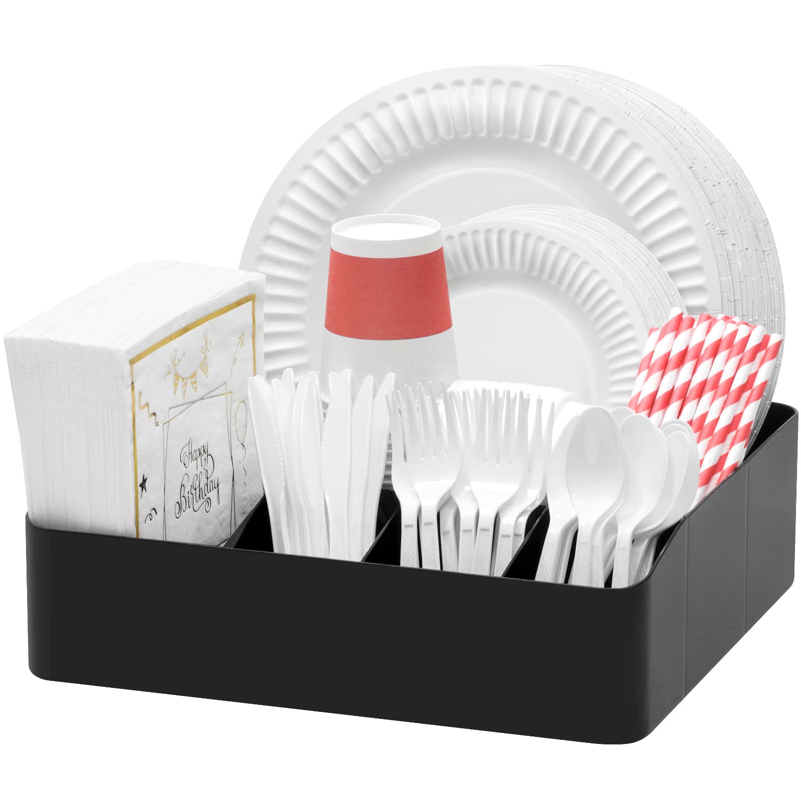 Lifewit Organizador de platos de papel con 7 compartimentos para mayor orden