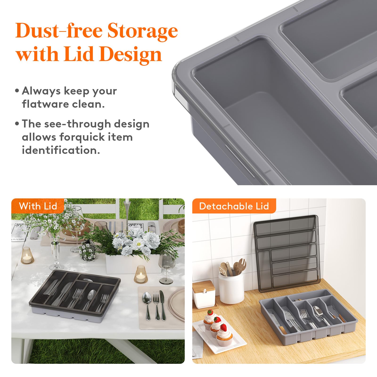 Lifewit Organizador con seis compartimentos para ordenar cubiertos y utensilios con facilidad