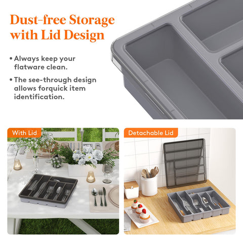 Lifewit Organizador con seis compartimentos para ordenar cubiertos y utensilios con facilidad