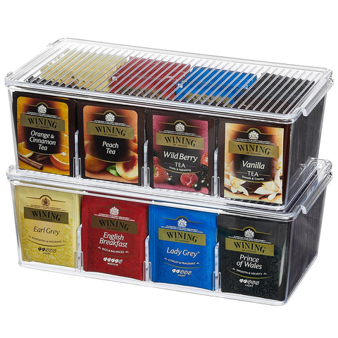 Lifewit organizador de té apilable, vista frontal para acceso rápido.