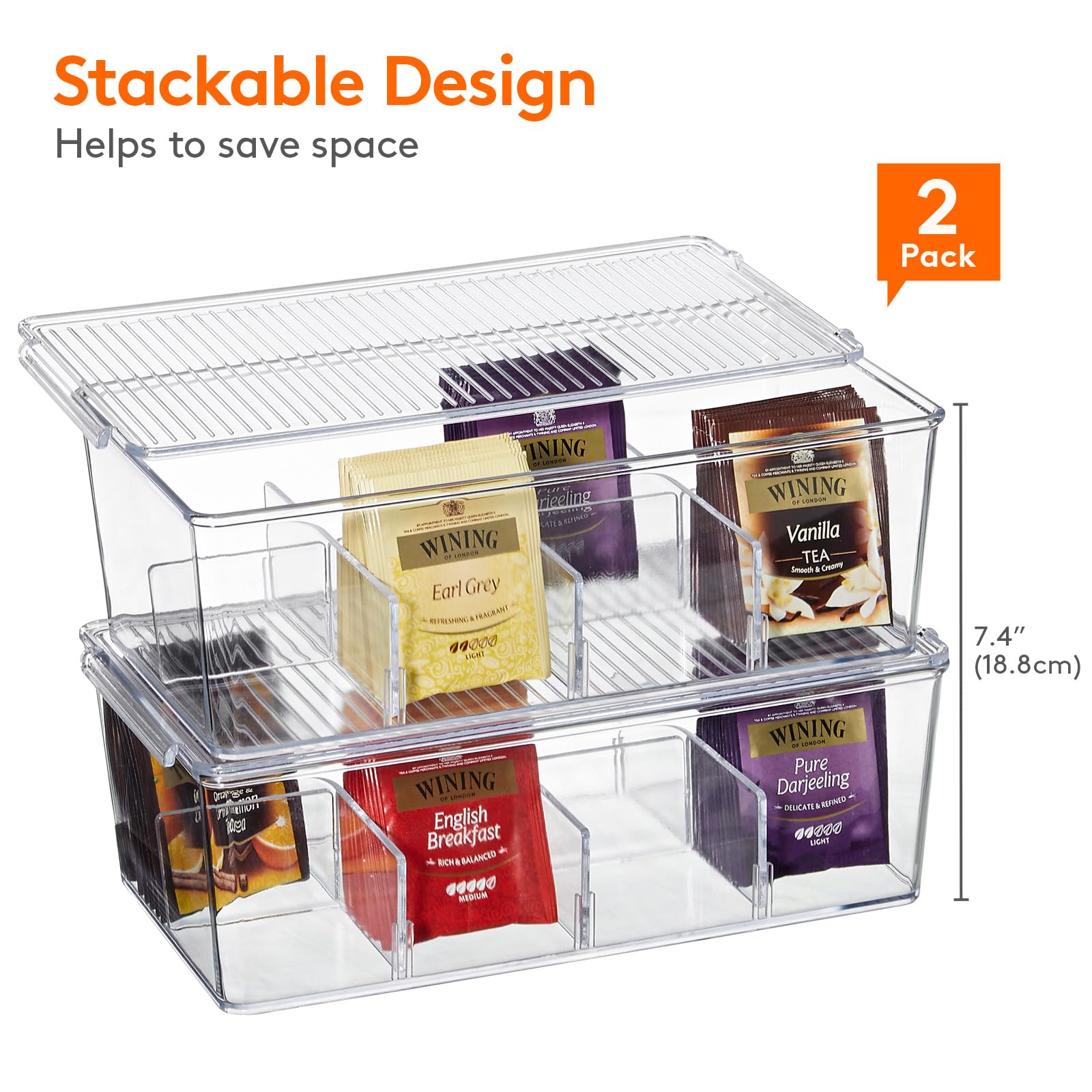 Lifewit organizador de té con tapa elevable para mayor comodidad.