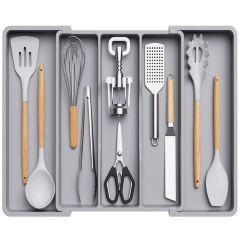 Lifewit organizador de utensilios con tres compartimentos para cajón ordenado.