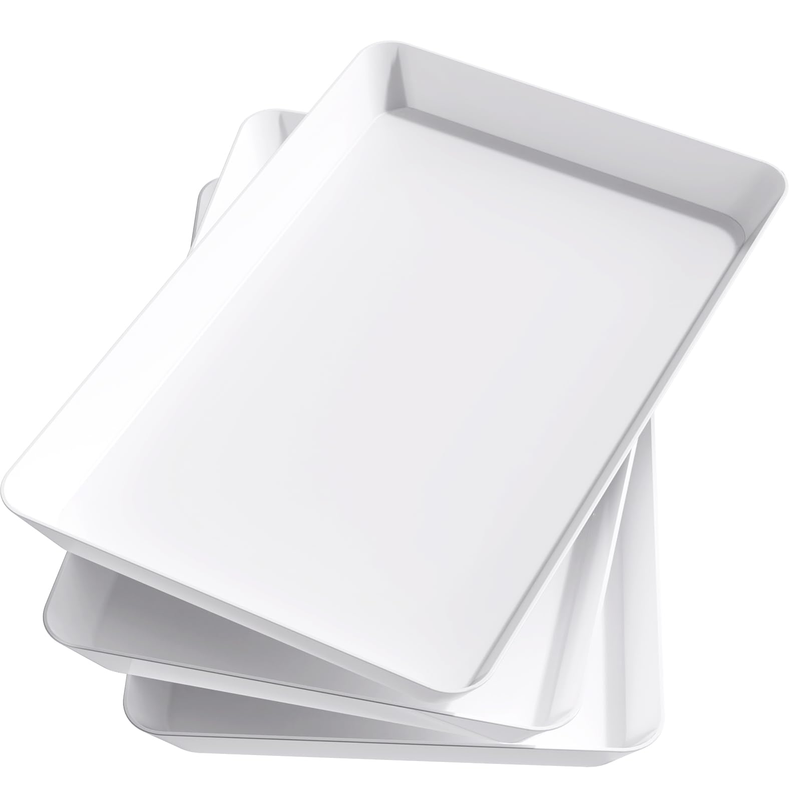 Conjunto Lifewit de tres bandejas rectangulares blancas para buffet.