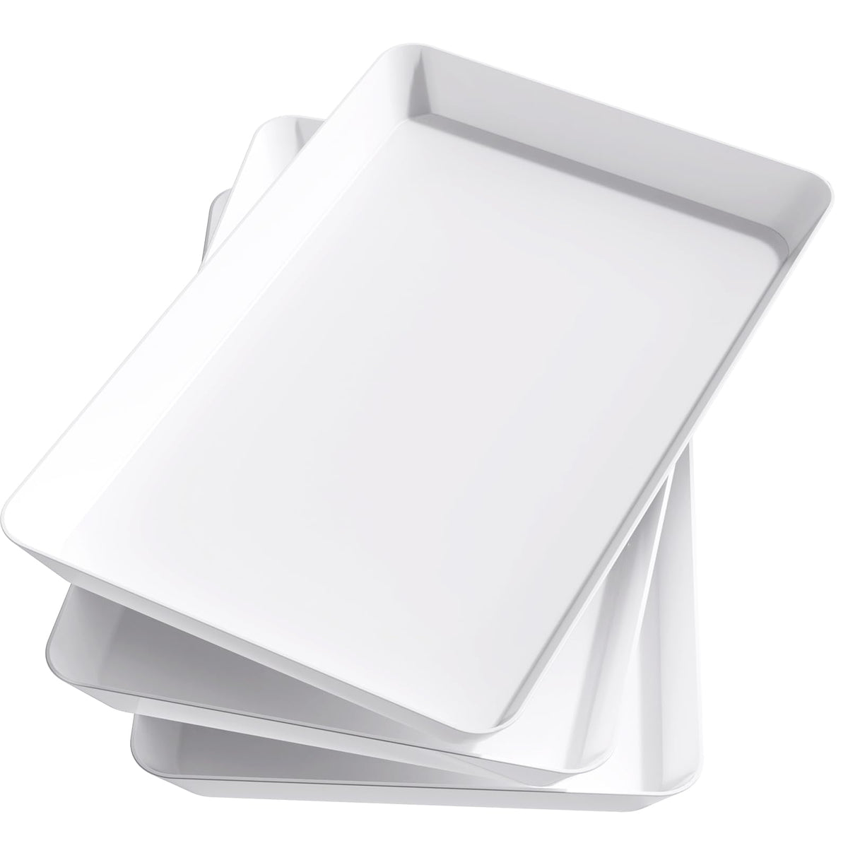 Conjunto Lifewit de tres bandejas rectangulares blancas para buffet.