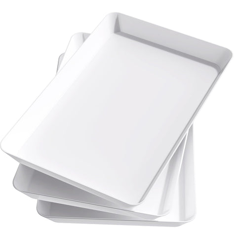 Conjunto Lifewit de tres bandejas rectangulares blancas para buffet.