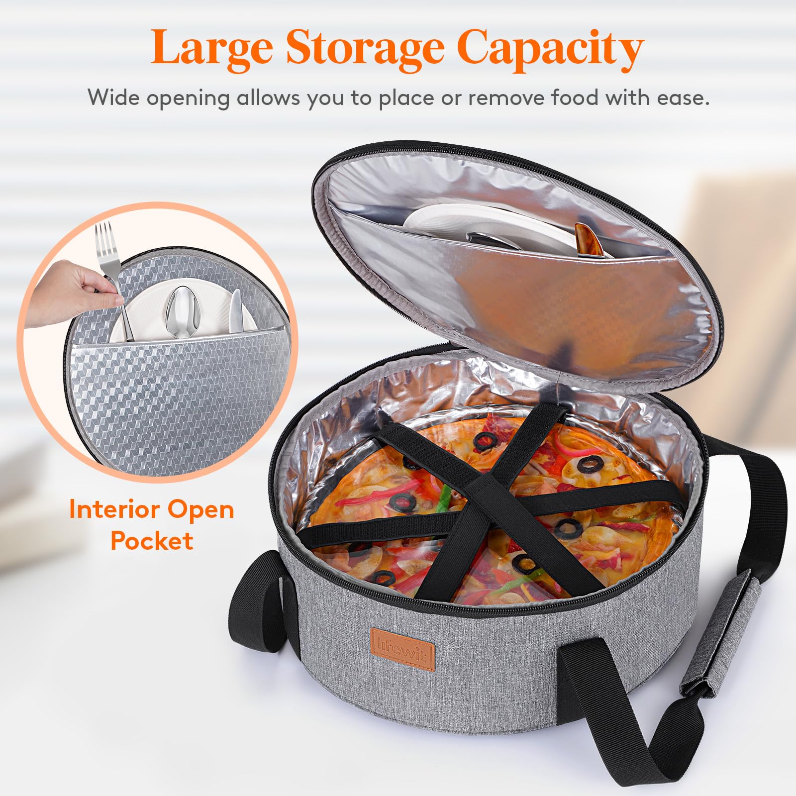 Lifewit Portacazuela Aislada Redonda - exterior impermeable de 600D y resistente a manchas