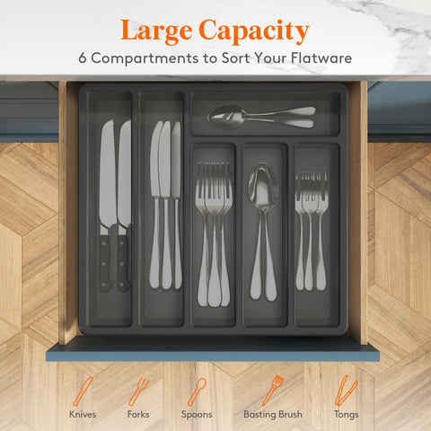 Lifewit con seis compartimentos para clasificar cubiertos y utensilios.