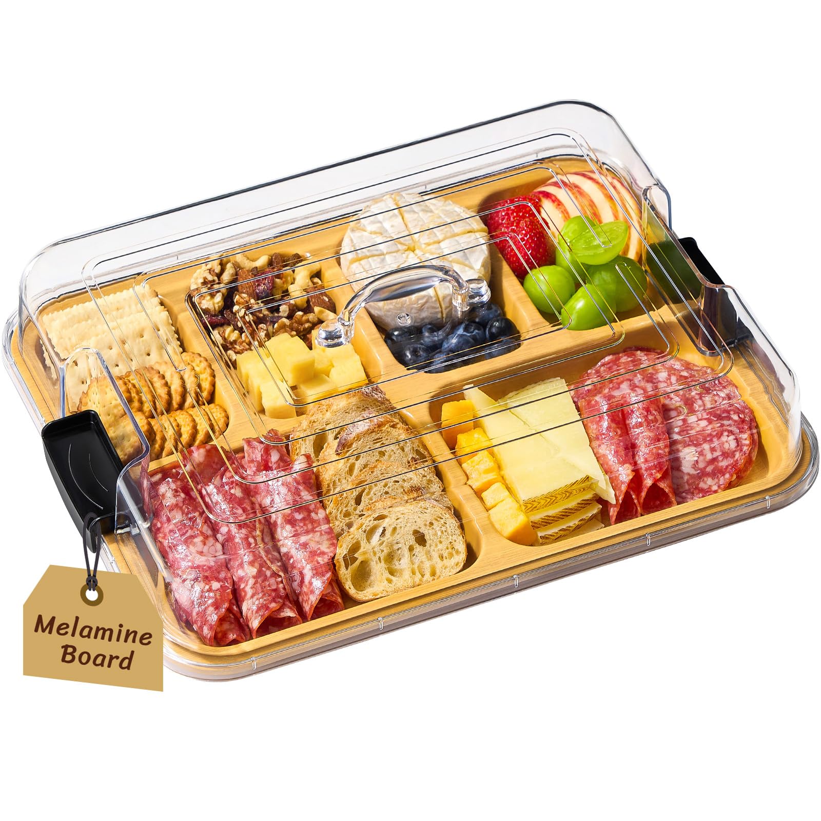 Lifewit tabla de charcutería de melamina con 6 compartimentos para servir variedad.