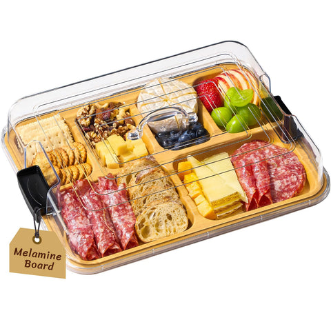 Lifewit tabla de charcutería de melamina con 6 compartimentos para servir variedad.