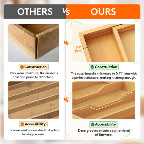 Lifewit organizador de bambú, construcción duradera y superficie suave.